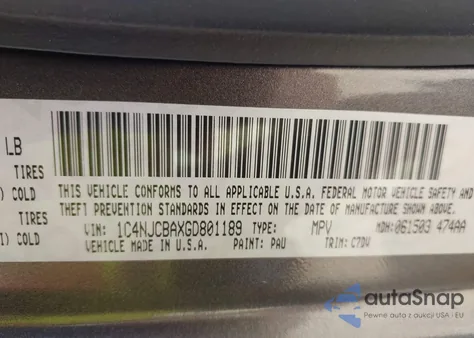 2016 Jeep Compass Sport from USA, damaged, VIN 1C4NJCBAXGD801189